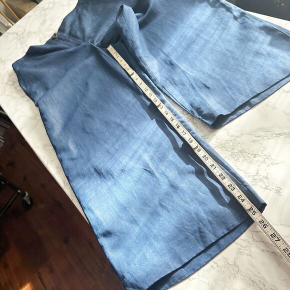 Ann Taylor Tencel Linen Chambray High Rise Wide Leg Crop Pants Women’s Size 10 - Picture 12 of 13